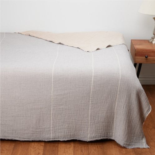 Coyuchi King Topanga Organic Cotton Matelasse Blanket - Warm Stripe