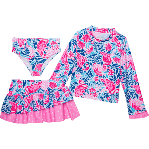 Cynthia Rowley Little Girls Rash Guard Bikini Bottoms and Skirt Set - UPF 50, Long Sleeve