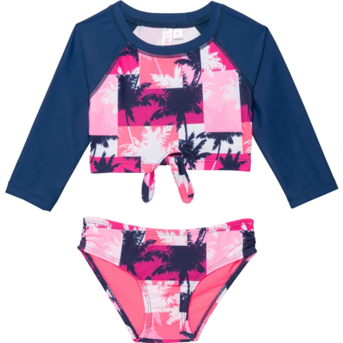 Limited Too Toddler Girls Palm Tree Rash Guard and Bikini Bottoms Set - UPF 50+, Long Sleeve