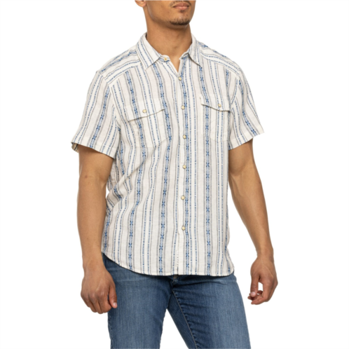 Lucky Brand Striped Dobby Western Shirt - Linen, Short Sleeve