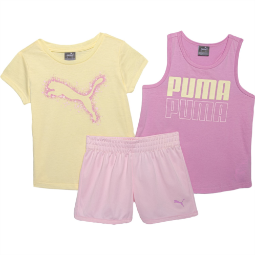 Puma Little Girls Jersey T-Shirt, Tank Top and Shorts Set - 3-Piece, Short Sleeve