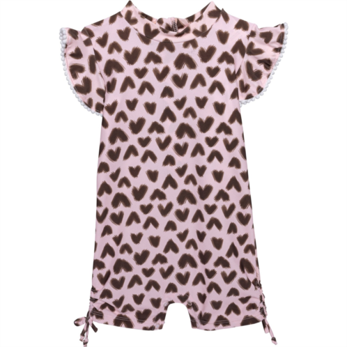 Snapper Rock Infant Girls Wild Love Sunsuit Swimsuit - UPF 50+, Short Sleeve