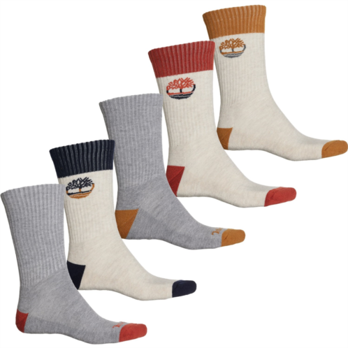 Timberland Two-Color Logo Cushioned Socks - 5-Pack, Crew (For Men)
