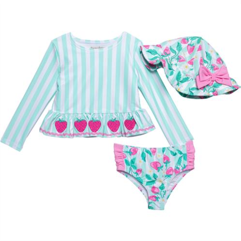 Tommy Bahama Infant Girls Two-Piece Swimsuit with Hat - UPF 50, Long Sleeve