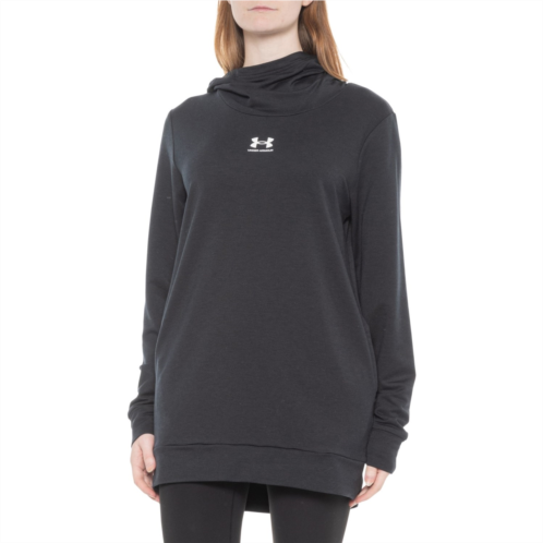 Under Armour Rival Terry Funnel Neck Hooded Tunic Shirt - Long Sleeve