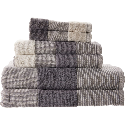 VAURNA Mingle Check Jacquard Towel Set - 6-Piece, Charcoal