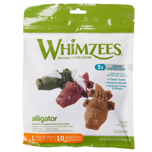 Whimzees Alligator-Shaped Dental Dog Chews - 10-Count, Large
