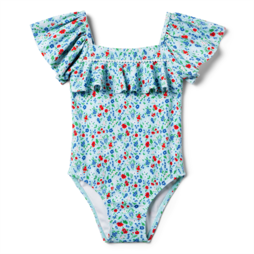 Janie and Jack Recycled Floral Flutter Sleeve Swimsuit