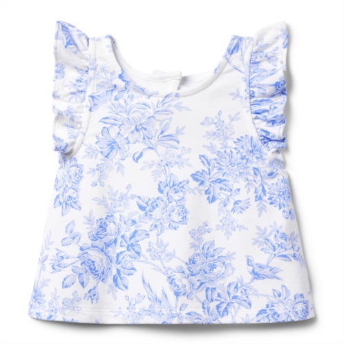 Janie and Jack Floral Toile Ruffle Sleeve Top