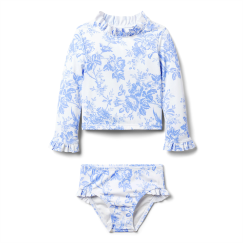 Janie and Jack Recycled Floral Toile Rash Guard Swimsuit