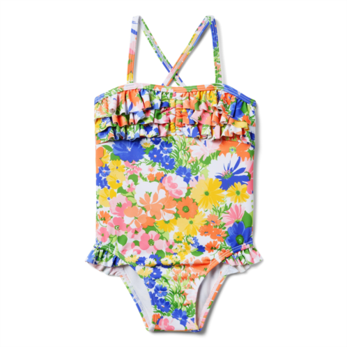 Janie and Jack Recycled Floral Tiered Ruffle Swimsuit