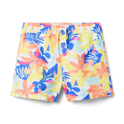 Janie and Jack Recycled Palm Floral Swim Trunk