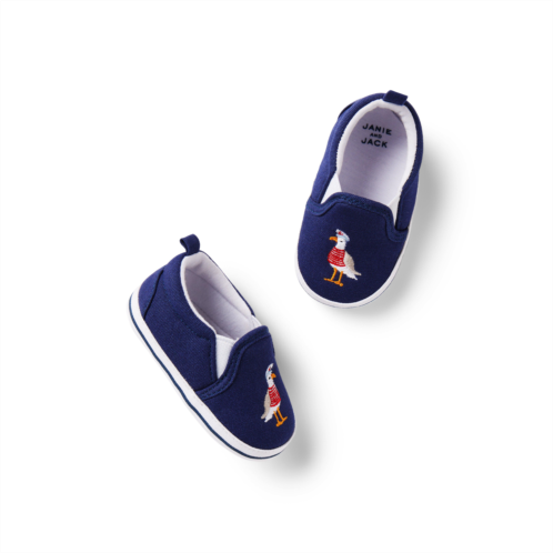 Janie and Jack Baby Embroidered Seagull Slip-On Sneaker