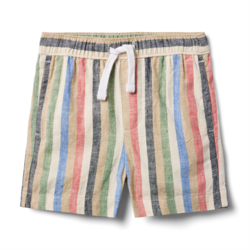 Janie and Jack Striped Linen-Cotton Pull-On Short