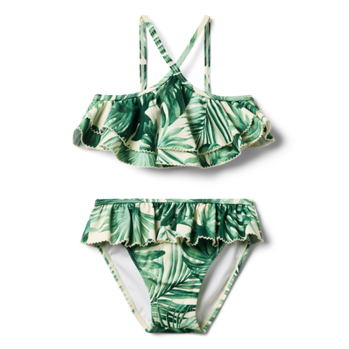 Janie and Jack Recycled Palm Ruffle Halter 2-Piece Swimsuit
