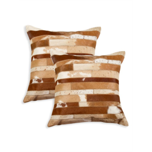 Natural 2-Pack Madrid Square Cowhide Pillow Set