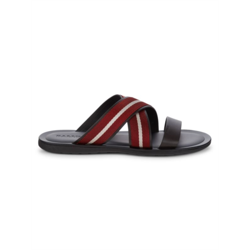 Bally Sasha Leather & Textile Striped Slides