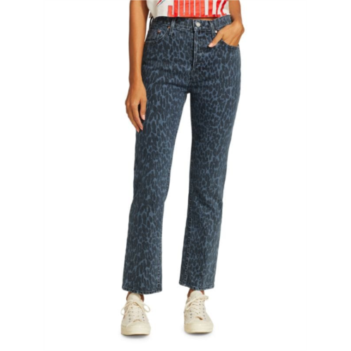 Mother The Tomcat Ankle Leopard Jeans