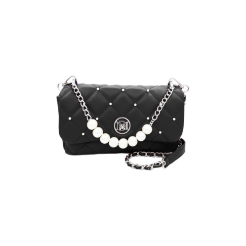 Badgley Mischka Quilted Faux Leather & Faux Pearl Shoulder Bag