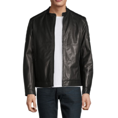 Cole Haan Grainy Leather Moto Jacket