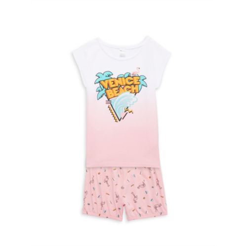 PL Kids Little Girls 2-Piece Graphic T-Shirt & Shorts Set