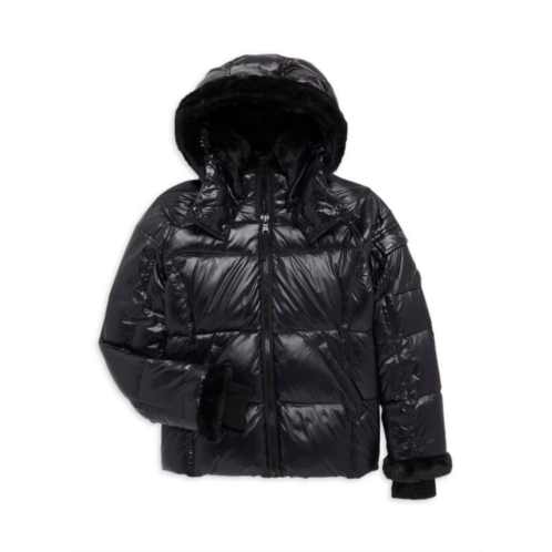 S13 Little Girls Callie Faux Fur Trim Down Puffer Jacket