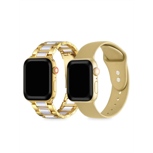 Posh Tech Amelia 2-Pack Stainless Steel Band & Metallic Silicone Apple Watch Replacement Bands/42MM-45MM