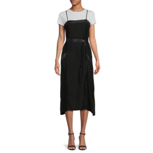 DKNY Belted T Shirt Cami A Line Dress