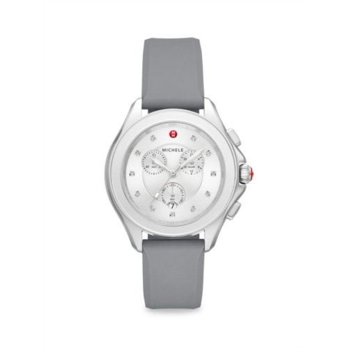 Michele Cape 38MM Stainless Steel & Silicone Strap Chronograph Watch