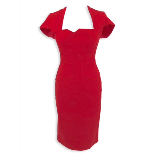 Roland Mouret Shift Dress In Structured Red Cotton