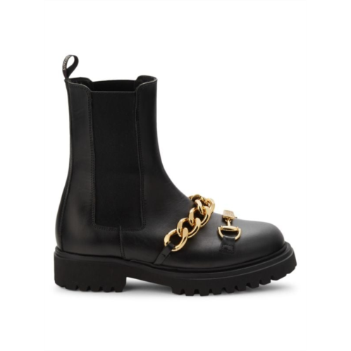 Cavalli Class by Roberto Cavalli Chain Trim Leather Chelsea Boots