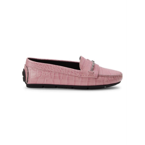 Cavalli Class by Roberto Cavalli Croc Print Leather Driving Loafers
