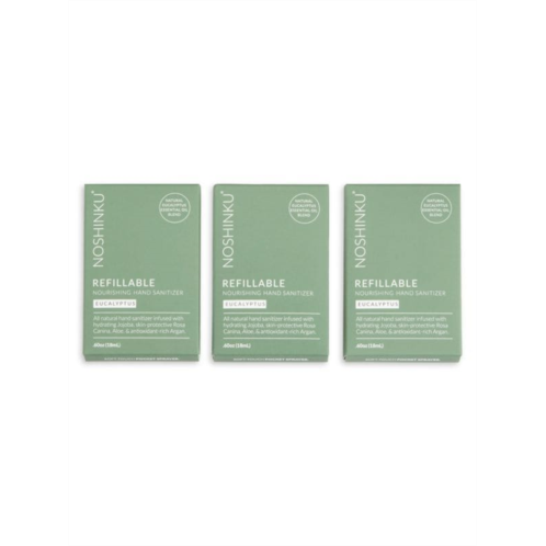 Noshinku 3-Pack Eucalyptus Rosemary Rejuvenating Refillable Pocket Sanitizer Set