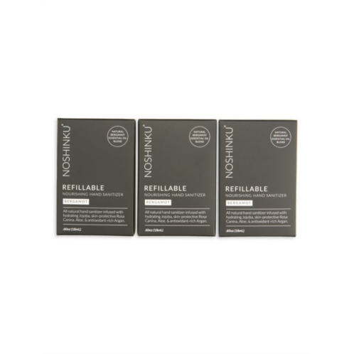 Noshinku 3-Pack Bergamot Cedar Rejuvenating Refillable Pocket Sanitizer Set