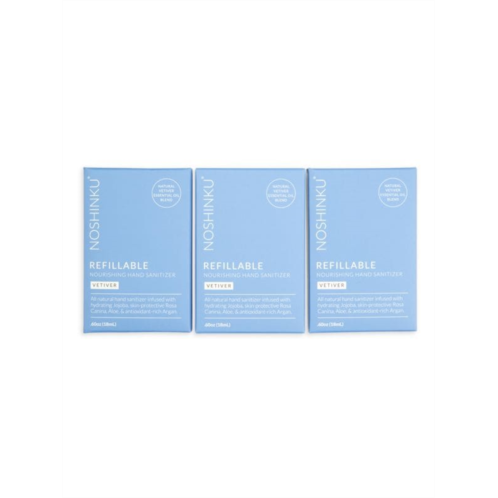 Noshinku 3-Pack Refillable Vetiver Patchouli Rejuvenating Pocket Sanitizer Set