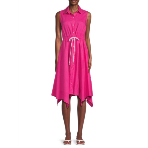 Saks Fifth Avenue Stripe Linen Blend Shirt Dress