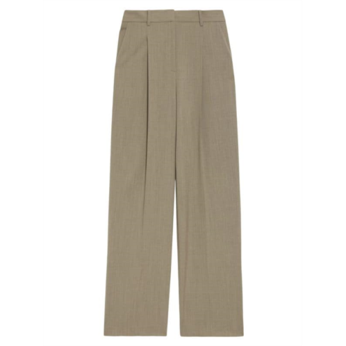 Theory Pleated High Rise Wide Leg Trousers