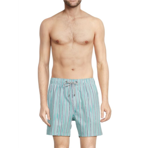 Vintage Summer Striped Seersucker Swim Shorts