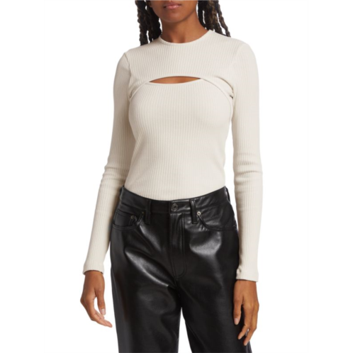 Agolde Lyza Ribbed Cotton Cut Out Top