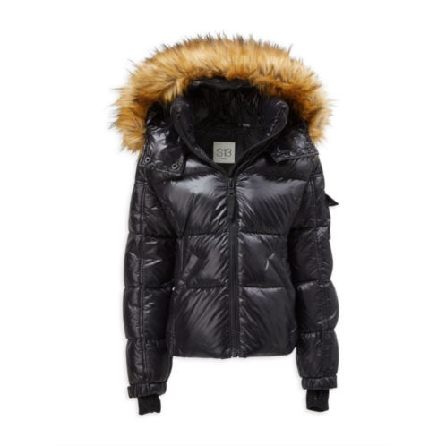 S13 Girls Removable Faux Fur Trim Hooded Jacket