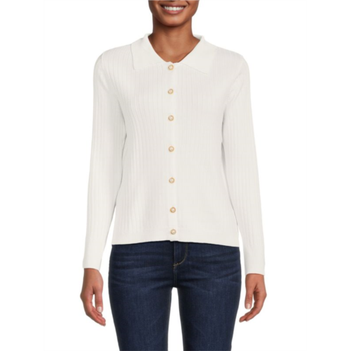 Nanette Lepore Faux Pearl Collared Cardigan