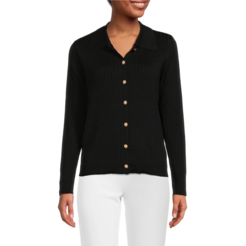 Nanette Lepore Faux Pearl Collared Cardigan