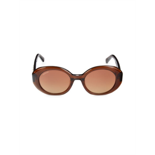52MM Swarovski Crystal Oval Sunglasses