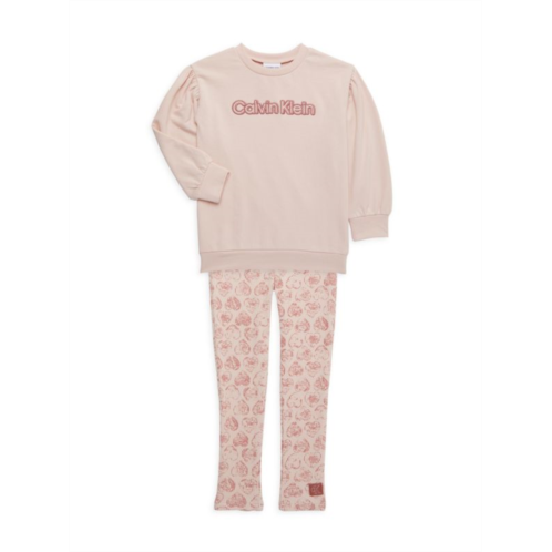 Calvin Klein Jeans Baby Girls 2-Piece Logo Sweatshirt & Legging Set