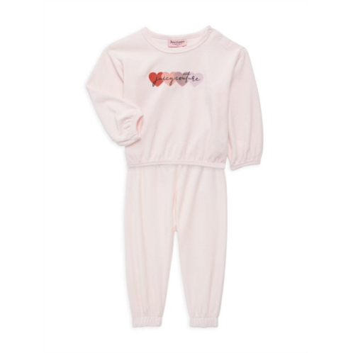 Juicy Couture ?Baby Girls 2-Piece Logo Velour Jogger Set