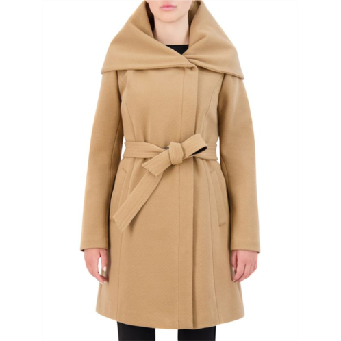 Cole Haan Belted Hooded Twill Coat