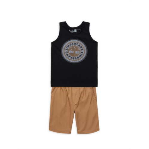 Timberland Little Boys 2-Piece Logo Tank Top & Shorts Set