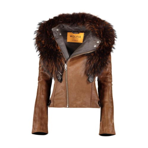 WOLFIE FURS Made For Generations Calf Leather & Toscana Shearling Moto Jacket
