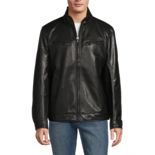 Michael Kors Hume Perforated Faux Leather Jacket