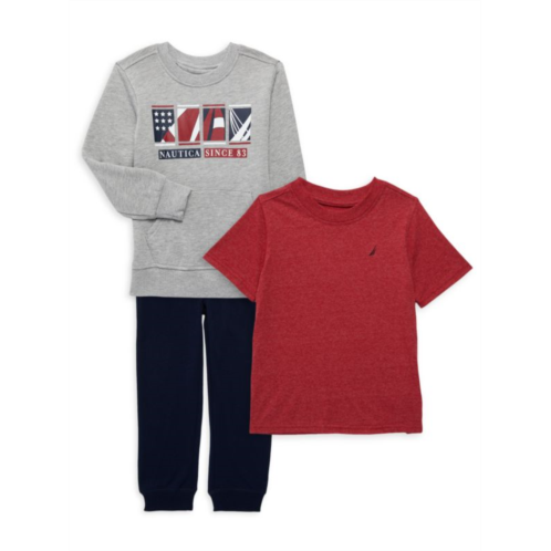 Nautica ?Little Boys 3-Piece Sweatshirt, Tee & Joggers Set